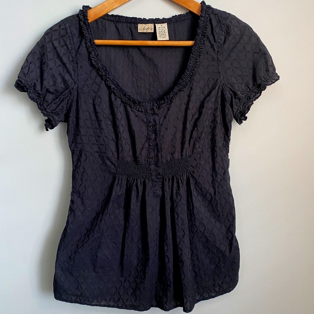 Daytrip Black Textured Blouse